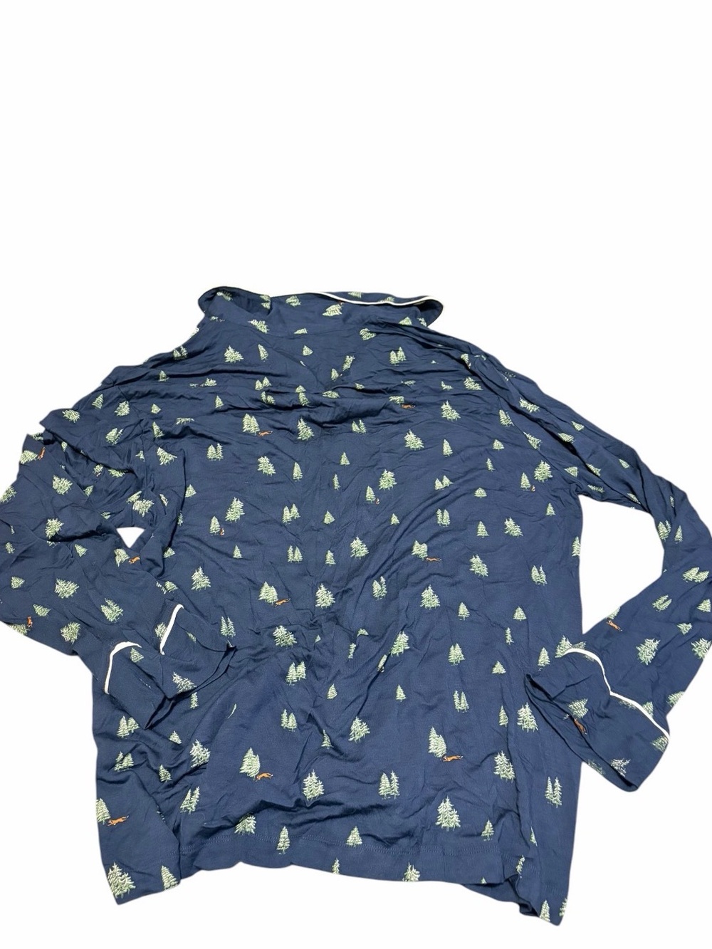 Eberjey Gisele Woodland Pine Navy Ivory Pajama Set M Tencel Modal Christmas - Picture 5 of 10